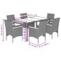 vidaXL Set comedor jardín 7 pzas cojines ratán sintético vidrio negro vidaXL Set comedor jardín 7 pzas cojines ratán sintético vidrio negro