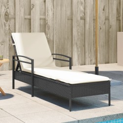 vidaXL Tumbona con cojín ratán sintético negro 63x200x81 cm