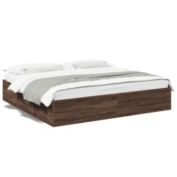 vidaXL Estructura de cama madera de ingeniería marrón roble 180x200 cm