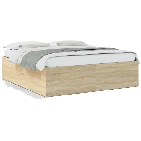 vidaXL Estructura de cama madera de ingeniería roble Sonoma 180x200 cm