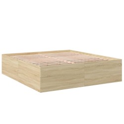 vidaXL Estructura de cama madera de ingeniería roble Sonoma 180x200 cm