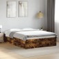 vidaXL Estructura de cama madera de ingeniería roble ahumado 140x200cm vidaXL Estructura de cama madera de ingeniería roble ahumado 140x200cm