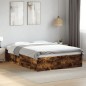 vidaXL Estructura de cama madera de ingeniería roble ahumado 135x190cm vidaXL Estructura de cama madera de ingeniería roble ahumado 135x190cm