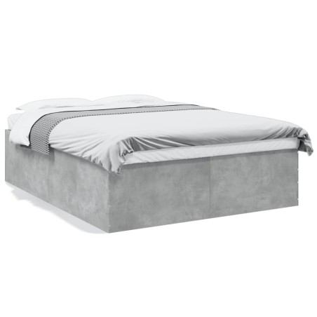 vidaXL Estructura de cama madera de ingeniería gris hormigón 150x200cm