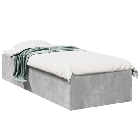 vidaXL Estructura de cama madera de ingeniería gris hormigón 90x190 cm