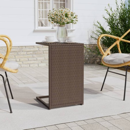 vidaXL Mesa en forma de C ratán sintético marrón 40x35x60 cm