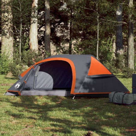 vidaXL Tienda de campaña iglú para 1 persona impermeable gris naranja