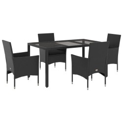 vidaXL Set comedor jardín 5 pzas cojines ratán sintético vidrio negro