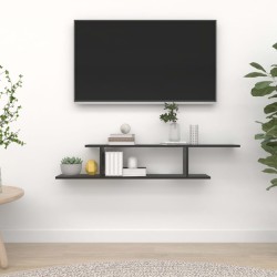 vidaXL Estante de pared para TV madera contrachapada negro 125x18x23cm