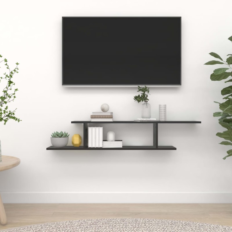 vidaXL Estante de pared para TV madera contrachapada negro 125x18x23cm vidaXL Estante de pared para TV madera contrachapada negro 125x18x23cm