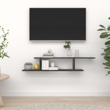 vidaXL Estante de pared para TV madera contrachapada negro 125x18x23cm