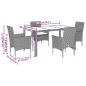 vidaXL Set comedor jardín 5 pzas cojines ratán sintético vidrio negro vidaXL Set comedor jardín 5 pzas cojines ratán sintético vidrio negro
