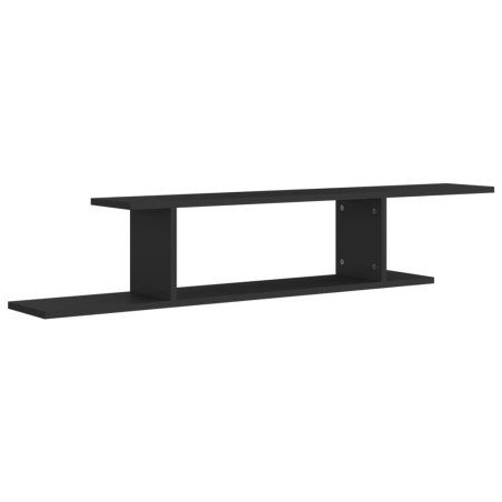 vidaXL Estante de pared para TV madera contrachapada negro 125x18x23cm