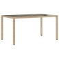 vidaXL Set comedor jardín 7 pzas cojines ratán sintético vidrio beige