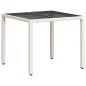 vidaXL Set comedor jardín 3 pzas cojines ratán sintético vidrio blanco