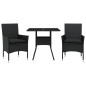 vidaXL Set comedor jardín 3 pzas cojines ratán sintético vidrio negro vidaXL Set comedor jardín 3 pzas cojines ratán sintético vidrio negro