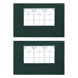 vidaXL Paredes laterales de carpa de fiesta con ventana 2 uds PE verde