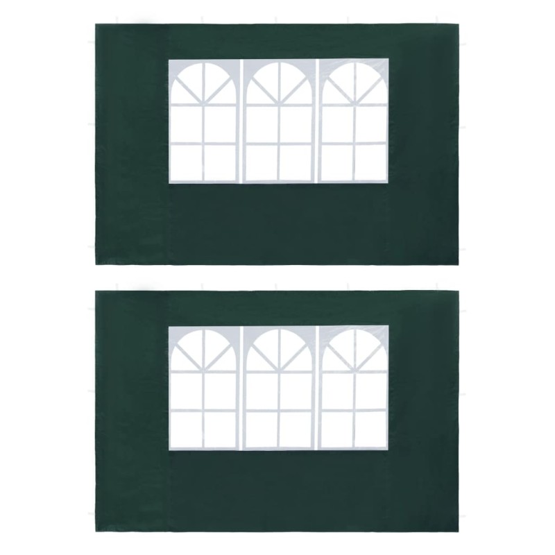 vidaXL Paredes laterales de carpa de fiesta con ventana 2 uds PE verde