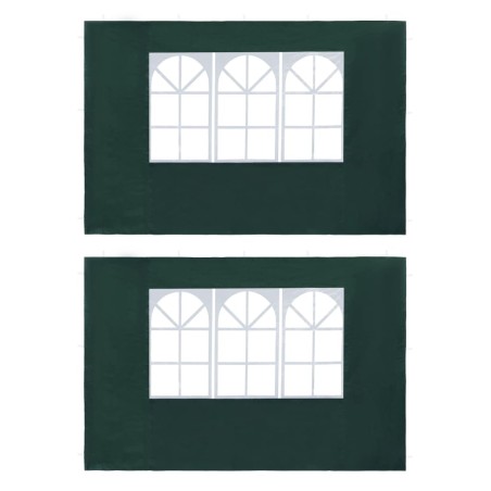vidaXL Paredes laterales de carpa de fiesta con ventana 2 uds PE verde