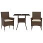 vidaXL Set comedor jardín 3 pzas cojines ratán sintético vidrio marrón vidaXL Set comedor jardín 3 pzas cojines ratán sintético vidrio marrón