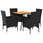 vidaXL Set de comedor jardín 5 pzas con cojines ratán PE acacia negro vidaXL Set de comedor jardín 5 pzas con cojines ratán PE acacia negro
