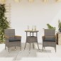 vidaXL Set de comedor jardín 3 pzas con cojines ratán PE acacia gris vidaXL Set de comedor jardín 3 pzas con cojines ratán PE acacia gris