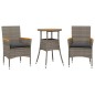 vidaXL Set de comedor jardín 3 pzas con cojines ratán PE acacia gris vidaXL Set de comedor jardín 3 pzas con cojines ratán PE acacia gris