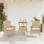 vidaXL Set comedor jardín 3 pzas cojines ratán sintético vidrio beige vidaXL Set comedor jardín 3 pzas cojines ratán sintético vidrio beige