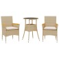 vidaXL Set comedor jardín 3 pzas cojines ratán sintético vidrio beige vidaXL Set comedor jardín 3 pzas cojines ratán sintético vidrio beige