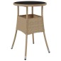 vidaXL Set comedor jardín 3 pzas cojines ratán sintético vidrio beige vidaXL Set comedor jardín 3 pzas cojines ratán sintético vidrio beige