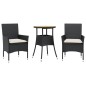 vidaXL Set de comedor jardín 3 pzas con cojines ratán PE acacia negro vidaXL Set de comedor jardín 3 pzas con cojines ratán PE acacia negro