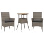 vidaXL Set de comedor jardín 3 pzas con cojines ratán PE acacia gris vidaXL Set de comedor jardín 3 pzas con cojines ratán PE acacia gris