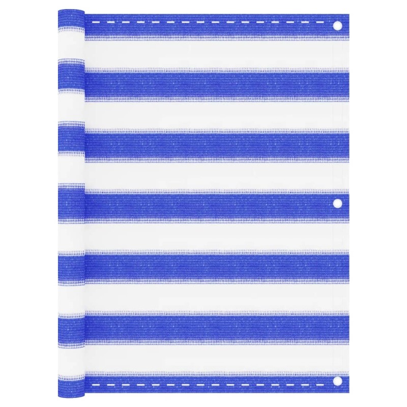 vidaXL Toldo para balcón HDPE azul y blanco 75x500 cm vidaXL Toldo para balcón HDPE azul y blanco 75x500 cm