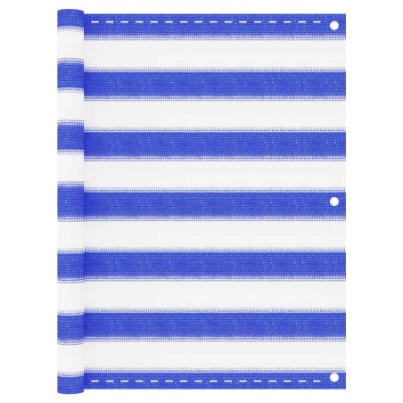 vidaXL Toldo para balcón HDPE azul y blanco 75x500 cm