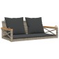 vidaXL Banco columpio con cojines ratán sintético gris 109x62x40 cm vidaXL Banco columpio con cojines ratán sintético gris 109x62x40 cm