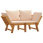 vidaXL Banco de jardín con cojines 2 en 1 madera maciza de acacia vidaXL Banco de jardín con cojines 2 en 1 madera maciza de acacia