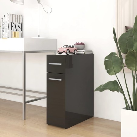 vidaXL Armario de boticario contrachapada negro brillo 20x45,5x60 cm
