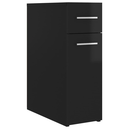 vidaXL Armario de boticario contrachapada negro brillo 20x45,5x60 cm