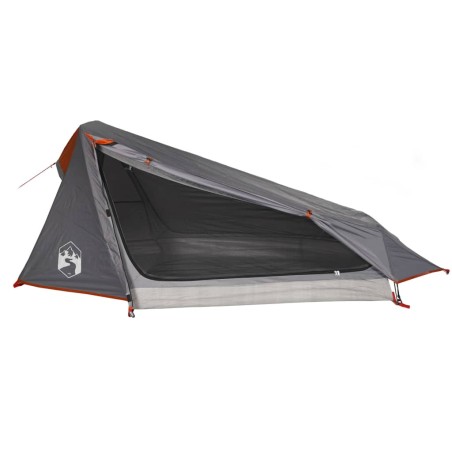 vidaXL Tienda de campaña túnel 1 persona impermeable gris y naranja