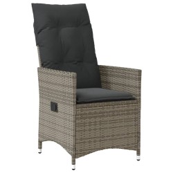 vidaXL Sillón reclinable de jardín con cojines ratán sintético gris