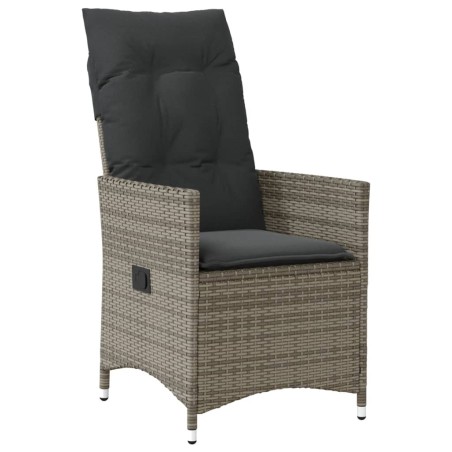 vidaXL Sillón reclinable de jardín con cojines ratán sintético gris