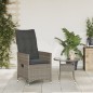 vidaXL Sillón reclinable de jardín con cojines ratán sintético gris vidaXL Sillón reclinable de jardín con cojines ratán sintético gris