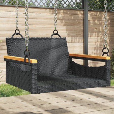 vidaXL Banco columpio de ratán sintético negro 63x62x40 cm
