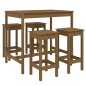 vidaXL Mesa y taburetes altos de jardín 5 pzas madera pino marrón miel vidaXL Mesa y taburetes altos de jardín 5 pzas madera pino marrón miel