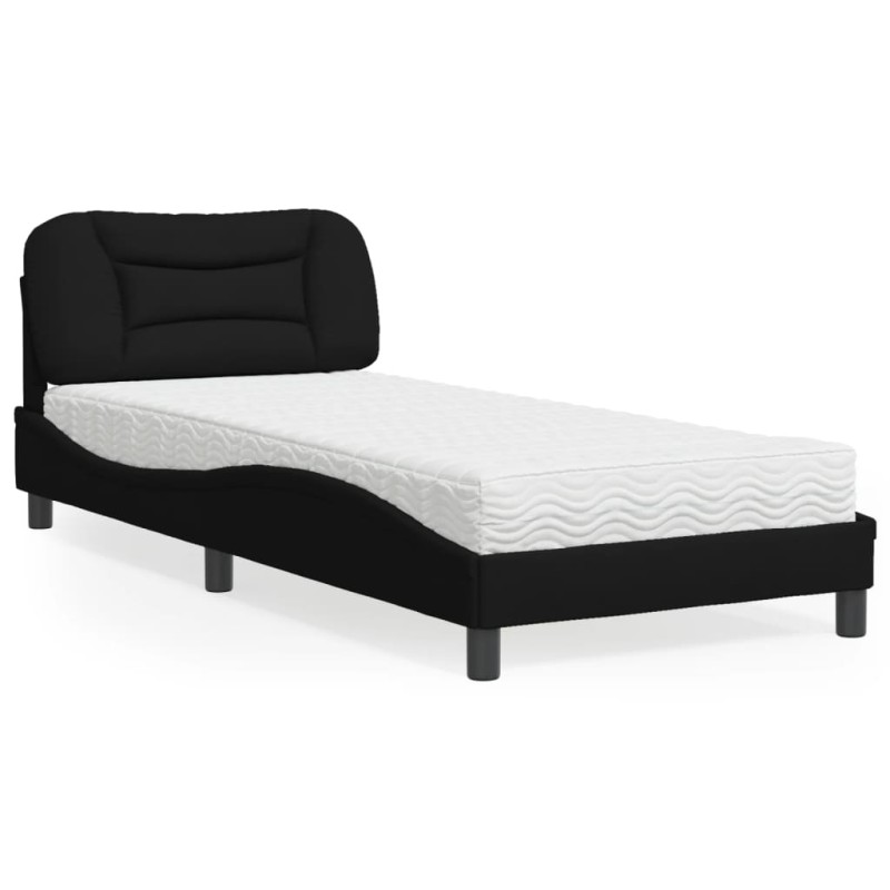 vidaXL Cama con colchón tela negro 80x200 cm vidaXL Cama con colchón tela negro 80x200 cm