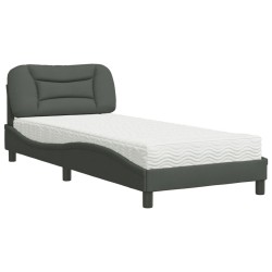 vidaXL Cama con colchón tela gris oscuro 90x200 cm