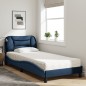 vidaXL Cama con colchón tela azul 90x190 cm vidaXL Cama con colchón tela azul 90x190 cm