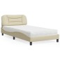 vidaXL Cama con colchón tela color crema 100x200 cm vidaXL Cama con colchón tela color crema 100x200 cm