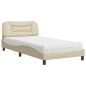 vidaXL Cama con colchón tela color crema 100x200 cm vidaXL Cama con colchón tela color crema 100x200 cm