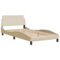 vidaXL Cama con colchón tela color crema 100x200 cm vidaXL Cama con colchón tela color crema 100x200 cm